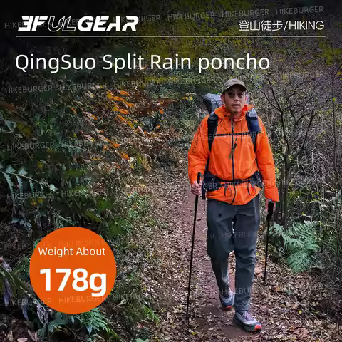3F UL GEAR Qingsuo Rain Jacket Outdoor Ultralight Rain Zip Poncho Hiking Sleeve Rain Coats Waterproo