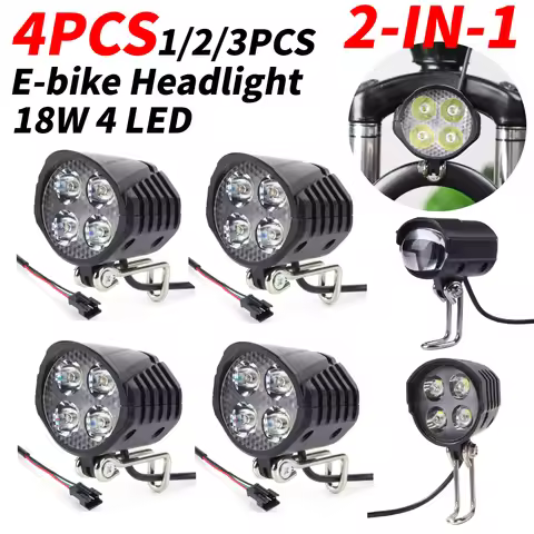 1/2/4PCS 2in1 Electric Bike Front and Ebike Rear Light Set Input 36V 48V 60V Built-in Speaker E-Bike