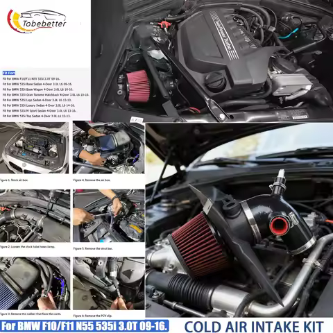 performance BW-53501 For 2010-2016 BMW 535i F10 F11 N55 3.0T Turbo Cold Air Intake System Kit Filter