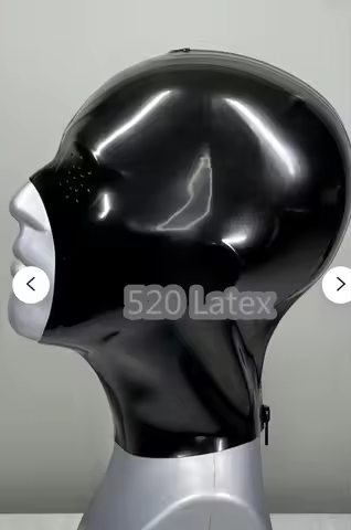 Natural Latex Mask Hood Mesh Eyes for Cosplay Costumes Fetish Cosplay Mask Back Zipper Club Wear