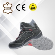 OSCAR SAFETY SHOES 128 GREY - Mid Cut Leather Safety Boots with ESD