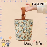 DAPHNE Lunch Bag, Canvas Storage Retro Flower Bucket Bag, Printing Top-Handle Bags