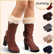 Leg Warmer Flip Socks - Crochet Knit with Faux Fur Trim | Winter Boot Covers & Toppers for Women