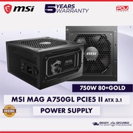 MSI MAG A750GL PCIE5 II ATX 3.1 PCIe 5.1 750W 80+ GOLD FULL MODULAR POWER SUPPLY UNIT (5 Years Warra