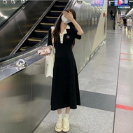Clothing Fashion Short-Sleeved Dress One-Piece Long M-4XL Style Preppy Narrow Waist Slimmer Look pol