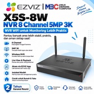 EZVIZ X5S-8W 8 Channel 5MP 3K H.265 WiFi Recorder Official 8TB - 4ch 8chNVR