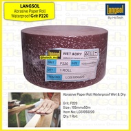 Langsol Kertas Amplas Roll P220 5 Roll - Abrasive Cloth Roll, Waterproof P220/5R