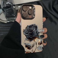 #Black Gold Rose Applicable to OPPOReno12Pro Mobile Case Reno11OPPOK12/A3Pro/A2/A97/96，，黑金玫瑰适用OPPORe