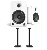 Kanto YU6MW 200W Bookshelf Speakers with Bluetooth - Matte White (Pair) SP26PL 26" Fixed-Height Stan