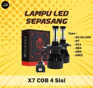LAMPU LED X7 COB 4 SISI MOBIL H4 H7 H11 HB3 HB4 HIR2 12V-24V 40W 2PCS