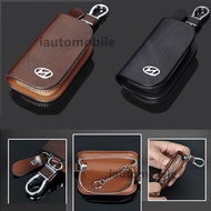 Hyundai Leather Car Key Bag Keychain Accessories for Elantra Grand Starex Santa Fe Sonata Tucson Mat