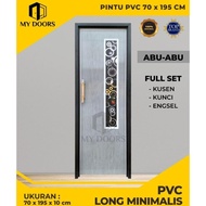 NEW PRODUCT PINTU KAMAR MANDI PVC TEBAL ABU GLOSY PLUS HANDLE MEWAH KACA MOTIF HARGA EKONOMIS LET"S 
