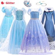 Dress for Kids Girl Princess Dresses Frozen 2 Baby Clothes Anna Elsa Cosplay Costume With Long Cloak Wig Crown Birthday Party OOTD Clothing