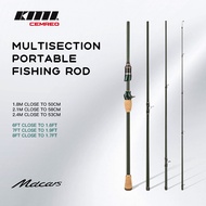 CEMREO Portable Fishing Rod 6ft/7ft/8ft Spinning/Bait Casting Carbon Fiber Fishing Rod Travel Rod Mu