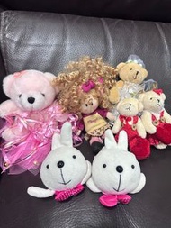 🐻粉色熊熊/爆炸頭洋娃娃/新娘熊娃娃/情侶愛心熊/鏡子兔子吊飾 娃娃玩偶玩具