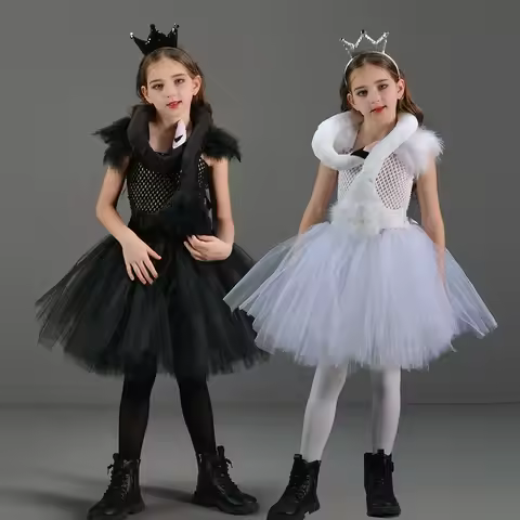 Halloween Cosplay Swan Tutu Swan For Children's Role-playing Stage Performance Costumes Swan Skirts 