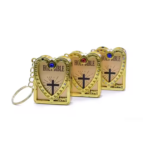 New Catholic Religious Jewelry Cross Mini Bible English Book Pendant Keyring
