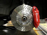 【台灣輪胎王】brembo F50超級大四活塞卡鉗+訂製雙片碟盤(適用18吋以上輪圈)含專業安裝煞車油金屬油管