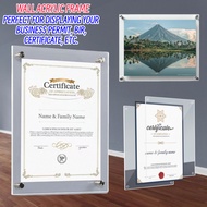 A4 WALL ACRYLIC FRAME Acrylic Photo Frame Acrylic Display Stand Certificate Frame 3MM+3MM