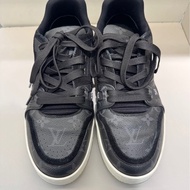97新路易威登Lv黑色老花Trainer板鞋運動鞋5.5/39.5碼男女同款無附件一