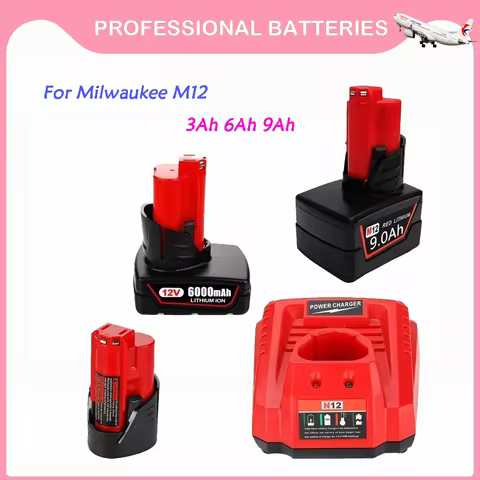 12V Battery 3Ah 6Ah 9Ah Rechargeable Battery For Milwaukee M12 XC Cordless Tools 48-11-2402 48-11-24