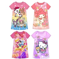 [SG SELLER] Cuddle me kids Cartoon Dress Girls pyjamas children unicorn hello kitty melody toki doki princess