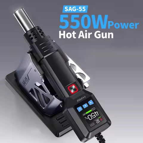 FNIRSI SAG-55 Soldering Heat Gun 550W Digital Hot Air Gun PID Precision Temperature Control Welding 