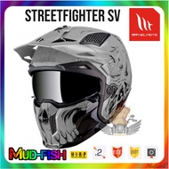 TOPI KELEDAR MT STREET FIGHTER SV DARKNESS A2 GLOSS GRAY FULLFACE HELMET | StreetFighter (Double Vis