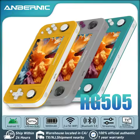 ANBERNIC RG505 Retro Handheld Game Console Emulator 4+128G Android 12 System Unisoc Tiger T618 4.95'