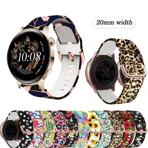 20mm Printed Silicone Watchband Strap For Garmin Forerunner 165 645 245 158 55 Vivoactive 5 3/VENU S