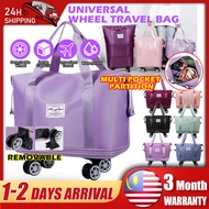3 Ways Portable Large Capacity Roller Travel Bag Double Layer Handbag extendable bag Foldable gym ba