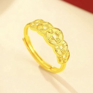 速发！现货！招财进宝五帝戒指男女钱多多钱币戒指可调节首饰送礼佳品Fortune-Bringing Five Emperors Ring for Men and Women, Money Abundan