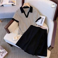 大碼 套裝 女 2024 新款 大碼女裝上衣新款韩版 Summer 2025 Plus Size Women's Striped Suit Set - Trendy, Slimming & Styli