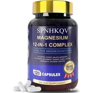 SPNHKQV Magnesium 12-in-1 Complex Supplement – 700mg High Absorption Magnesium Glycinate Capsules fo