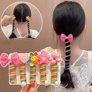 Children Kawaii Ponytail Elastic Hair Bands Rubber Hair Ties Bundle Scrunchies Telephone Wire Hair A