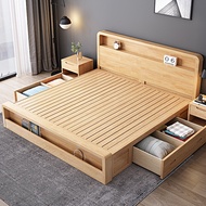 Nordic solid wood bed 1.8m Japanese-style 1.5m double bed simple modern master bedroom wooden bed air pressure storage