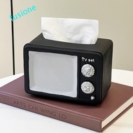 FUSIONEDGE Vintage TV Tissue Box Ornament, Anti Drop Collectible Vintage TV Tissue Storage Box, Napk