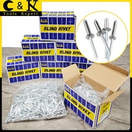 Blind Rivet Nail Sliver Per Box 1/8x1/2, 1/8x5/8, 1/8x3/4, 1/8x1, 5/32x1/2, 5/32x5/8, 5/32x3/4