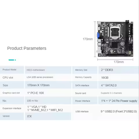 H61S (H61) LGA1155 Motherboard+I3 2120 CPU+4G DDR3 1600Mhz RAM+Thermal Grease+SATA Cable+Baffle Supp