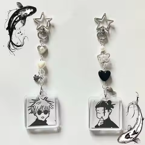 Handmade Gojo and Geto matching beaded keychain satosugu