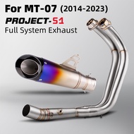 full Motorcycle Exhaust System For MT07 FZ07 MT-07 System Escape Slip On Front Tube Link Pipe Connec