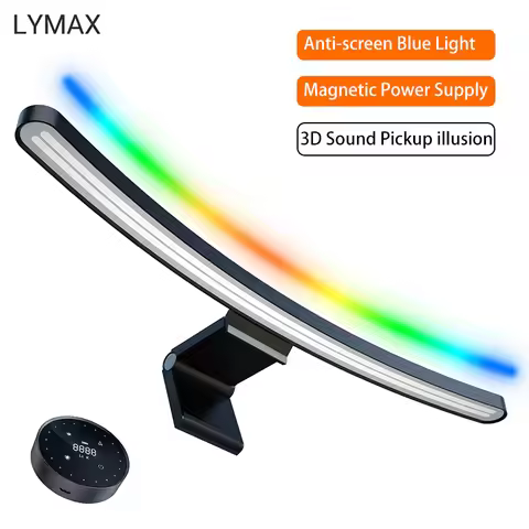 LYMAX RGB LED Curved Surface Monitor Light Bar Anti-blue Light Desk Lamp Remote Control PC Screen Ha