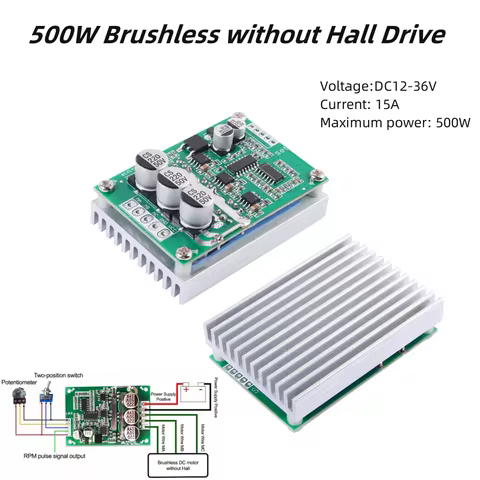DC Brushless Motor Controller Hall Brushless Motor Drive Board DC 12V To 36V 15A 500w Speed Control 