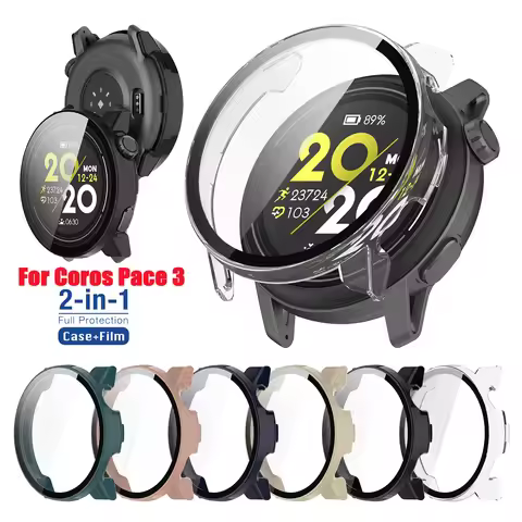 PC Case + Tempered Glass For Coros Pace 3 Smart Watch Strap Bumper Shell Full Cover Screen Protector