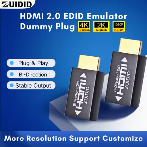 ZUIDID HDMI EDID Emulator Passthrough Adapter Dummy Plug for Extender/KVM Switch/AV Receiver/Video S
