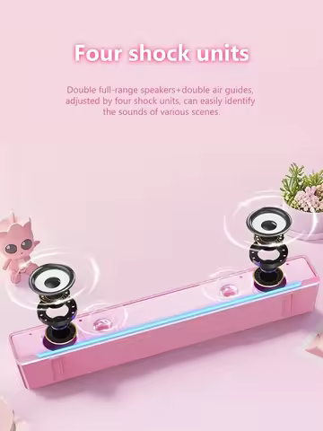 SADA V-196 4 Units Stereo Soundbar Dual Full-Range Drivers LED Light Bluetooth Wired Speakers for La