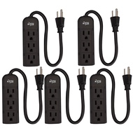 KMC 3-Outlet Power Strip Power Extension Cord 5-Pack,Outlet Saver,1-Foot Cord, ETL Listed