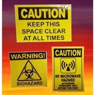 CAUTION WARNING BIOHAZARD MICROWAVE HAZARD STICKER