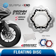 KNO NMAX/Aerox Floating Disc Brake Kit 260mm Common 3holes For Nmax Aerox v1/v2/v3 CNC Lightweight