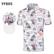 PGM Men Golf Trainning T Shirts with Digital Printing Summer Quick Drying Short Sleeved Polo Shirt T